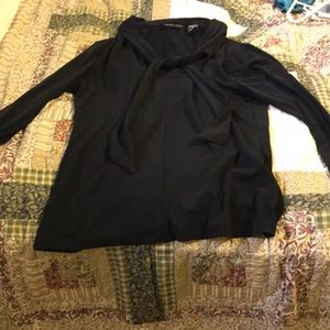 NYC Black Bow Neck Stretch Blouse